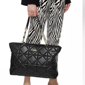 Love Moschino Black Quilted Shoulder Tote Bag